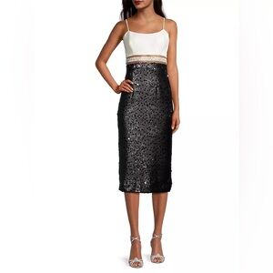Toccin Charlotte Sequin Crystal Midi Dress